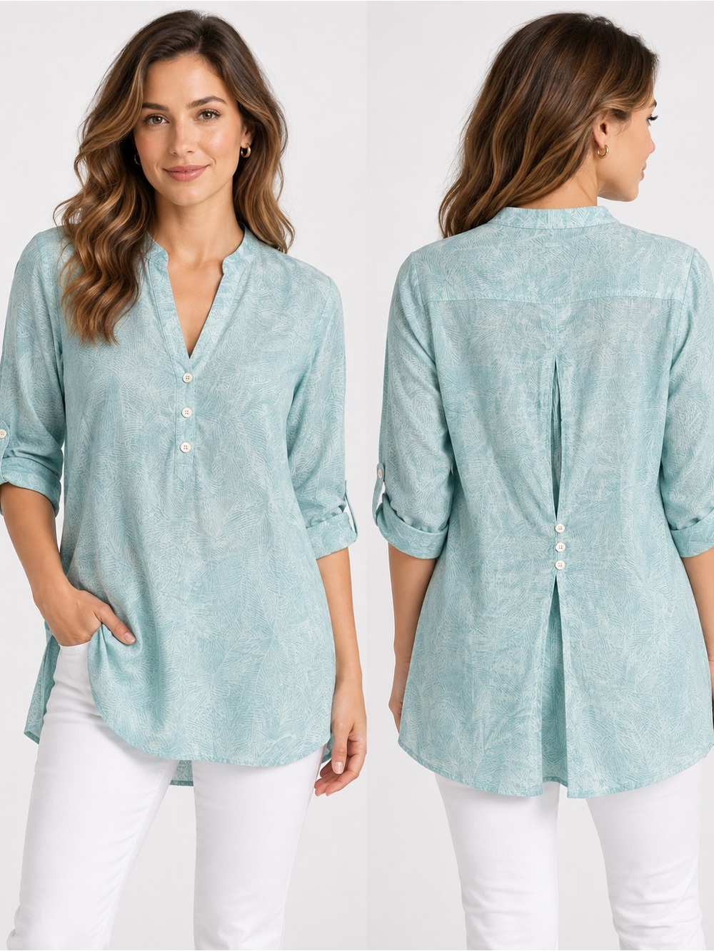 Columbia Women's Light Teal Henley Tunic Top